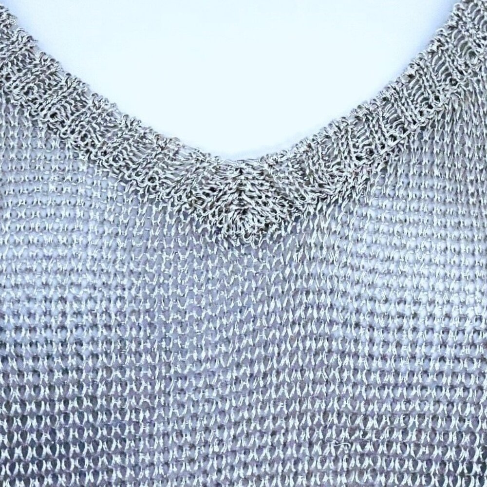 Vince Metallic V-Neck Short- Sleeved Sweater - Picture 2 of 9